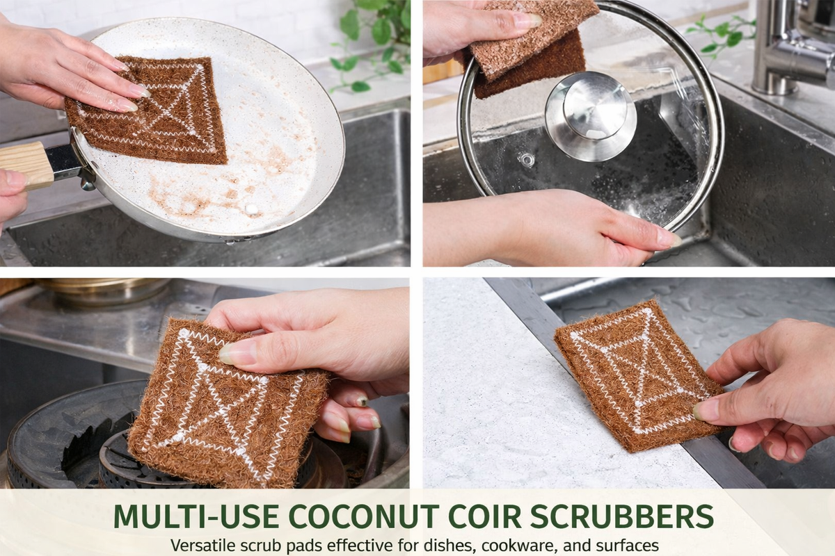 Coconut Coir Scrubber Pads (Pack of 5) | Natural Eco-Friendly Dish Cleaning Pads